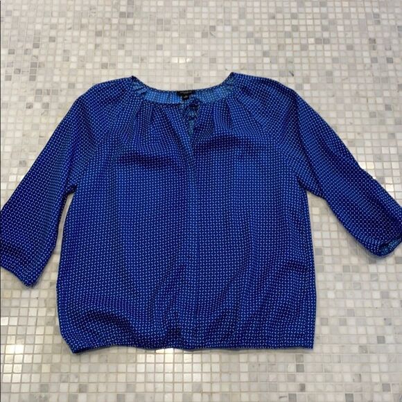 Ann Taylor Blue 3/4 Blouse - Picture 1 of 4